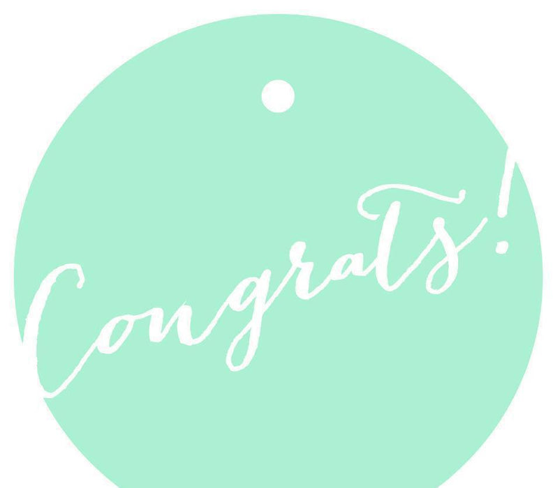 Congrats! Circle Gift Tags, Whimsical Style-Set of 24-Andaz Press-Mint Green-
