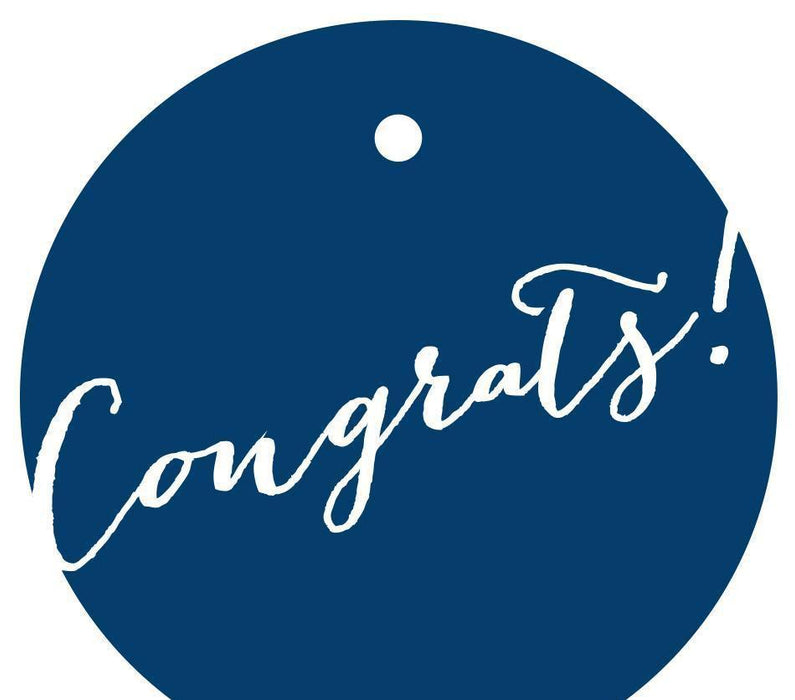Congrats! Circle Gift Tags, Whimsical Style-Set of 24-Andaz Press-Navy Blue-