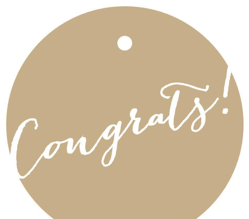 Congrats! Circle Gift Tags, Whimsical Style-Set of 24-Andaz Press-Tan-