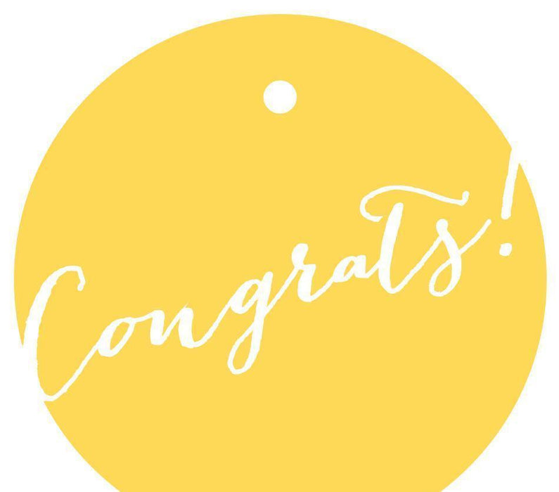 Congrats! Circle Gift Tags, Whimsical Style-Set of 24-Andaz Press-Yellow-