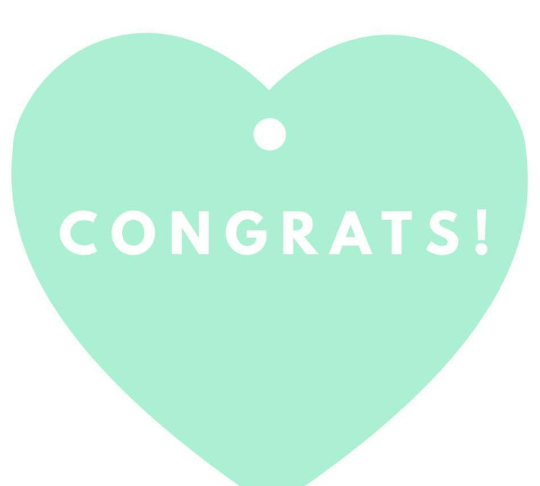Congrats! Heart Gift Tags, Modern Style-Set of 30-Andaz Press-Mint Green-