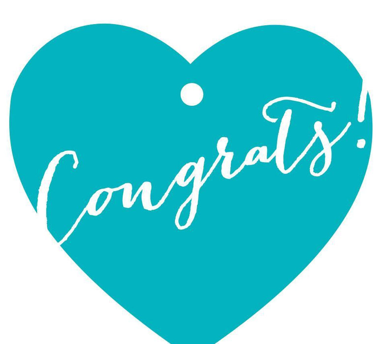 Congrats! Heart Gift Tags, Whimsical Style-Set of 30-Andaz Press-Aqua-