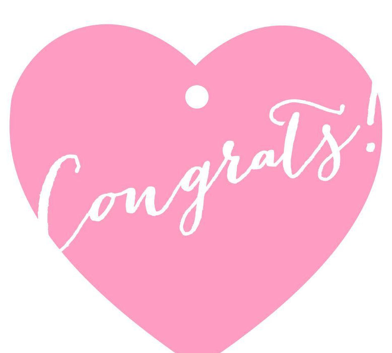 Congrats! Heart Gift Tags, Whimsical Style-Set of 30-Andaz Press-Bubblegum Pink-