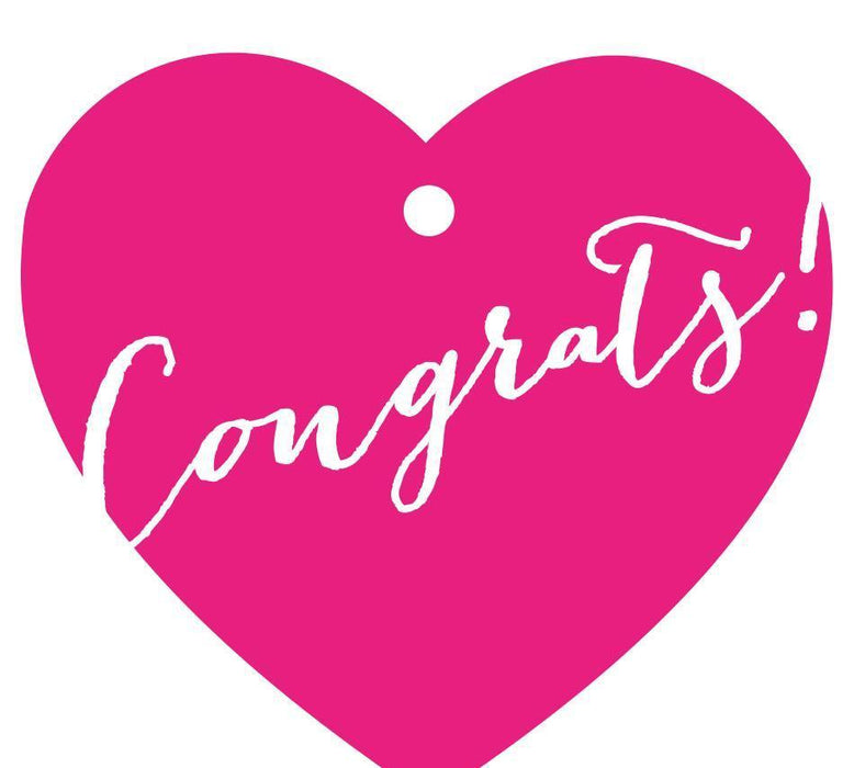 Congrats! Heart Gift Tags, Whimsical Style-Set of 30-Andaz Press-Fuchsia-