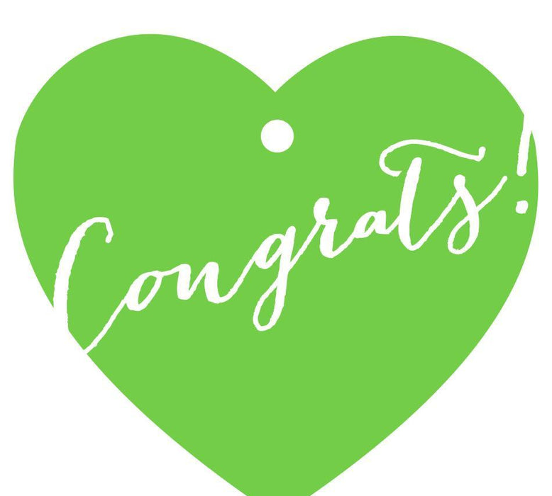 Congrats! Heart Gift Tags, Whimsical Style-Set of 30-Andaz Press-Kiwi Green-