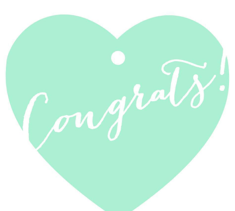 Congrats! Heart Gift Tags, Whimsical Style-Set of 30-Andaz Press-Mint Green-