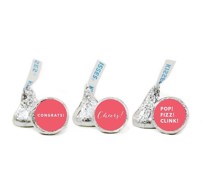 Congrats Pop Fizz Clink Hershey's Kisses Stickers-Set of 216-Andaz Press-Coral-
