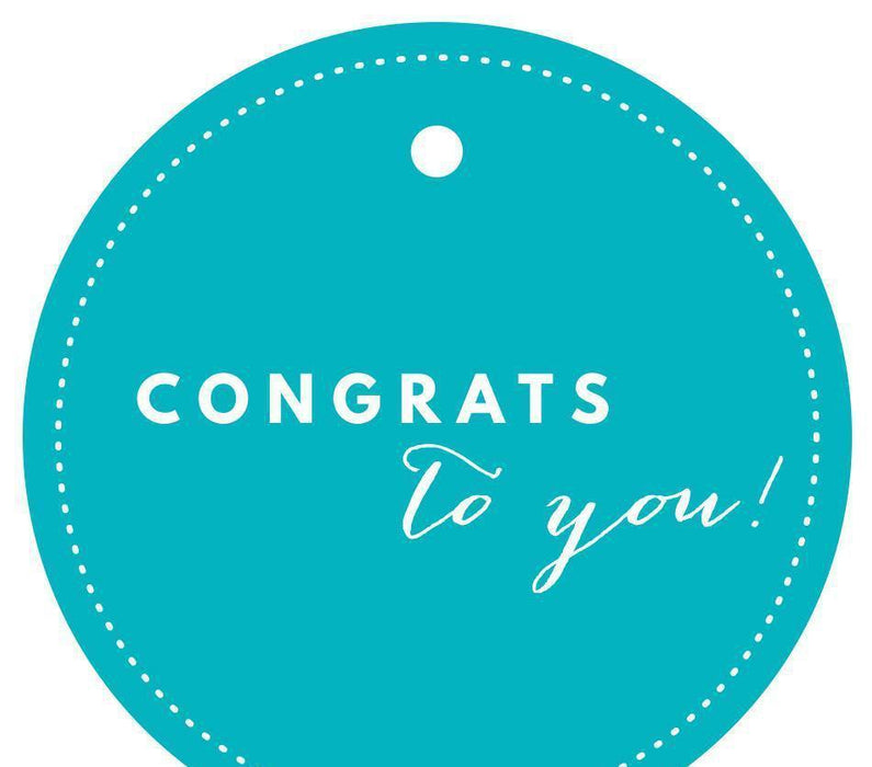 Congrats to You! Circle Gift Tags, Chic Style-Set of 24-Andaz Press-Aqua-