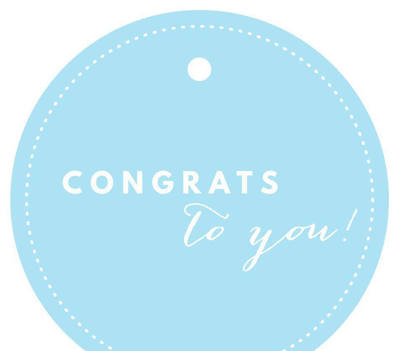 Congrats to You! Circle Gift Tags, Chic Style-Set of 24-Andaz Press-Baby Blue-