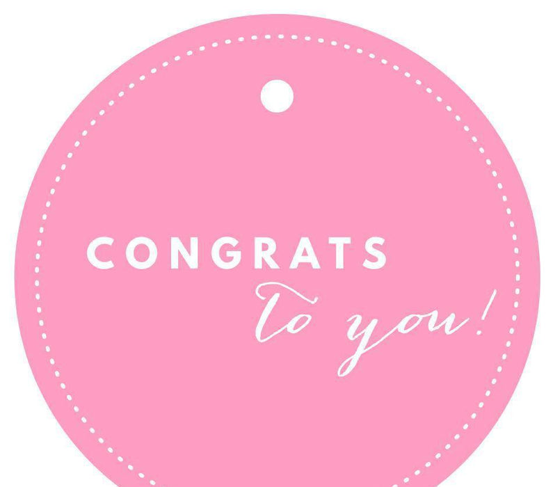 Congrats to You! Circle Gift Tags, Chic Style-Set of 24-Andaz Press-Bubblegum Pink-