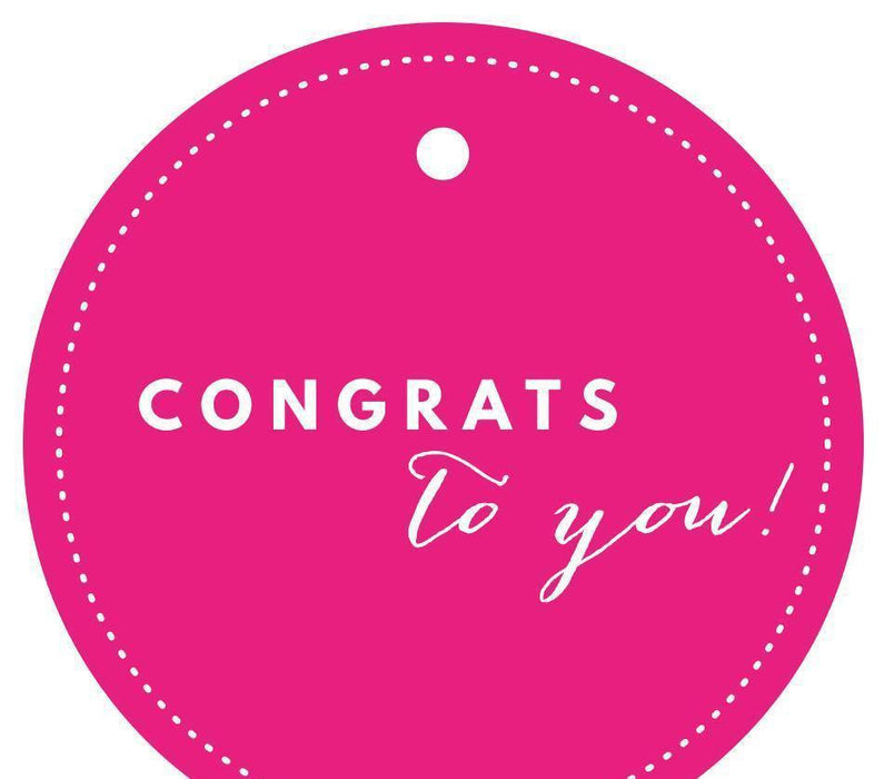 Congrats to You! Circle Gift Tags, Chic Style-Set of 24-Andaz Press-Fuchsia-