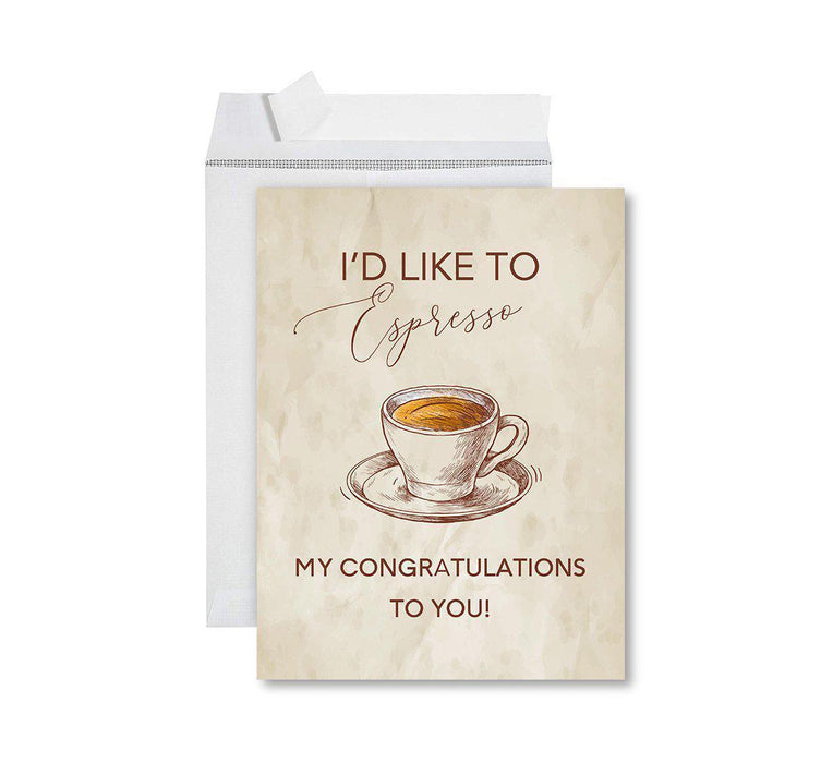 Congratulations Jumbo Card With Envelope, Wedding Greeting Card for Couples-Set of 1-Andaz Press-I'd Like To Espresso-