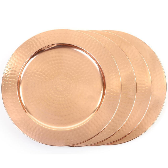 Copper Metal Hammered Charger Plates-Set of 4-Koyal Wholesale-
