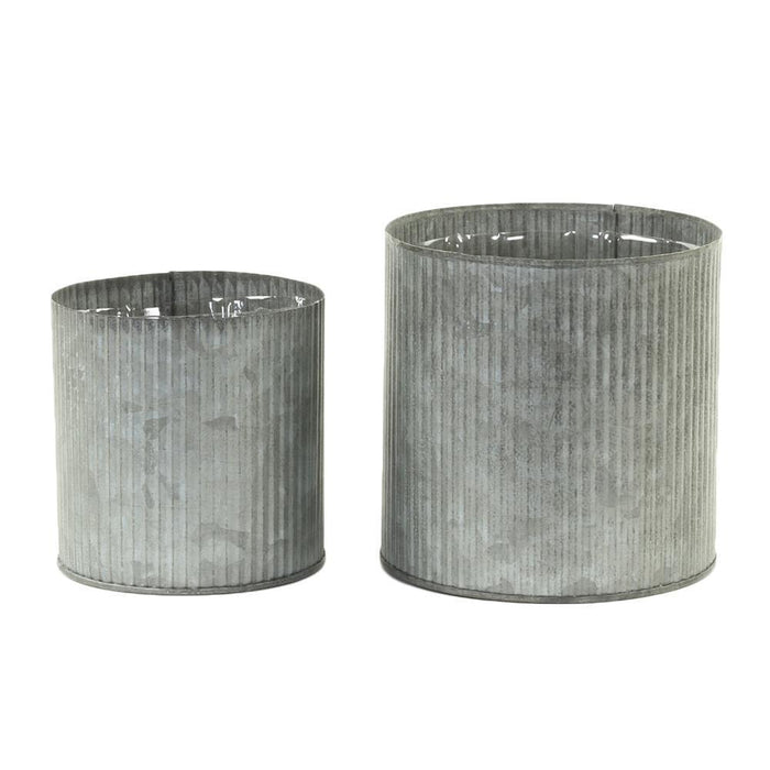 Corrugated Zinc Cylinder Vases-Set of 6-Koyal Wholesale-4" x 4"-