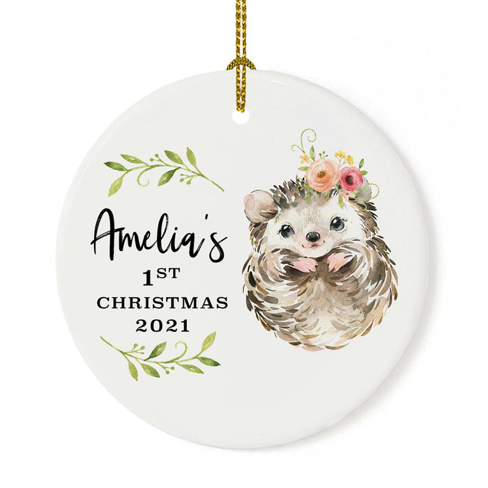 Custom 1st Christmas Tree Ornament 20XX Round Ceramic Baby's First Christmas Ornament-Set of 1-Andaz Press-Baby Girl-