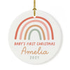 Custom 1st Christmas Tree Ornament 20XX Round Ceramic Baby's First Christmas Ornament-Set of 1-Andaz Press-Baby Girl-