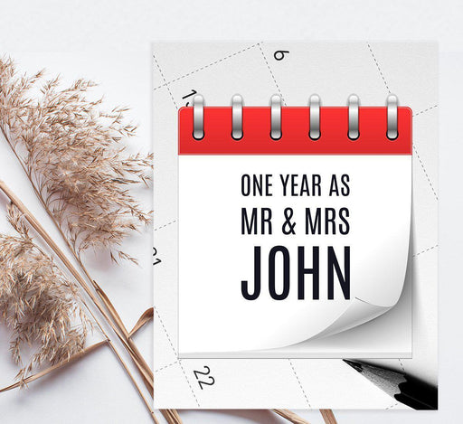 Custom 1st Year Wedding Anniversary Jumbo Card With Envelope, Happy Anniversary Greeting Card for Wife, Husband-Set of 1-Andaz Press-One Year As Mr & Mrs-