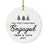 Custom 2.8" Round Porcelain Our First Christmas Engaged 20XX Christmas Ornaments - Newly Engaged Couple-Set of 1-Andaz Press-Modern Black and White-