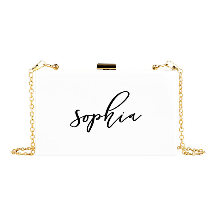 Custom Acrylic Clutch Purse for Bride with Gold Removable Metal Chain - 18 Designs-Set of 1-Andaz Press-Custom Mrs.-