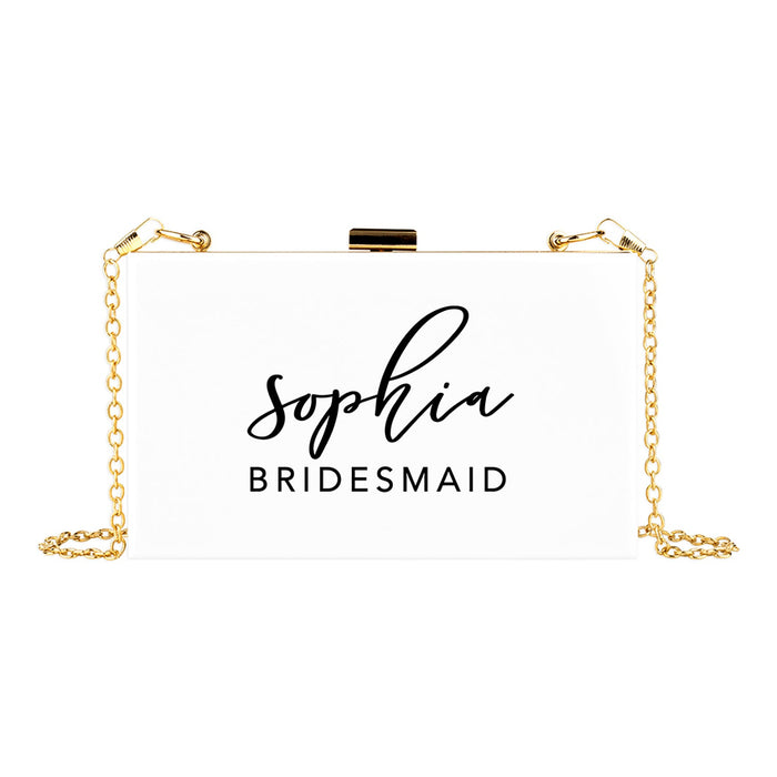 Custom Acrylic Clutch Purse for Bride with Gold Removable Metal Chain - 18 Designs-Set of 1-Andaz Press-Custom Mrs.-
