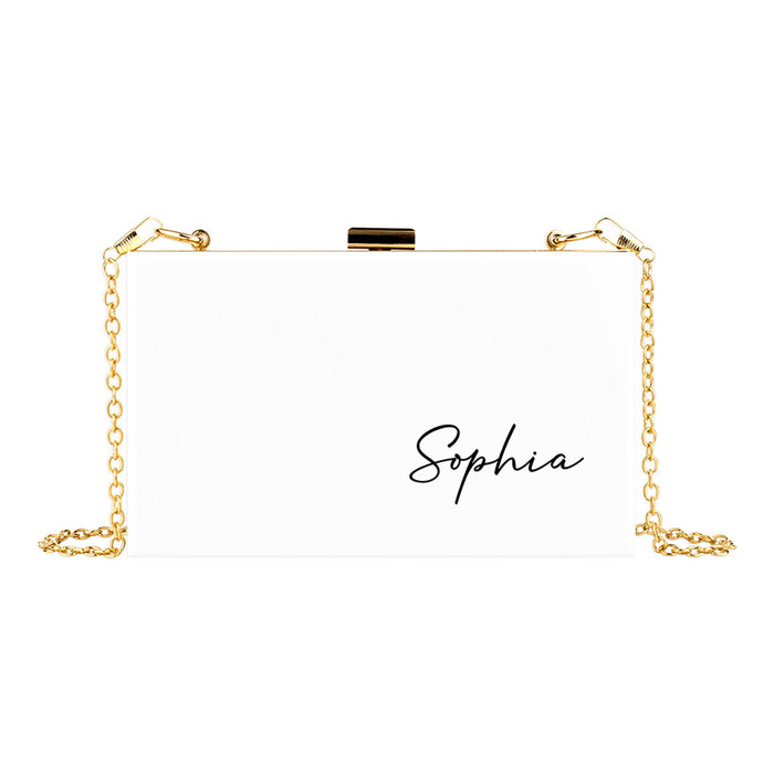 Custom Acrylic Clutch Purse for Bride with Gold Removable Metal Chain - 18 Designs-Set of 1-Andaz Press-Custom Mrs.-