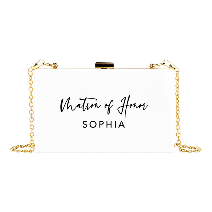 Custom Acrylic Clutch Purse for Bride with Gold Removable Metal Chain - 18 Designs-Set of 1-Andaz Press-Custom Mrs.-