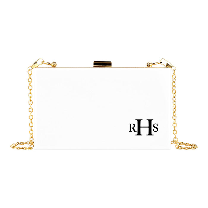 Custom Acrylic Clutch Purse for Bride with Gold Removable Metal Chain - 18 Designs-Set of 1-Andaz Press-Custom Mrs.-