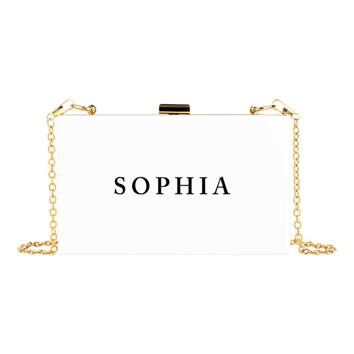 Custom Acrylic Clutch Purse for Bride with Gold Removable Metal Chain - 18 Designs-Set of 1-Andaz Press-Custom Mrs.-
