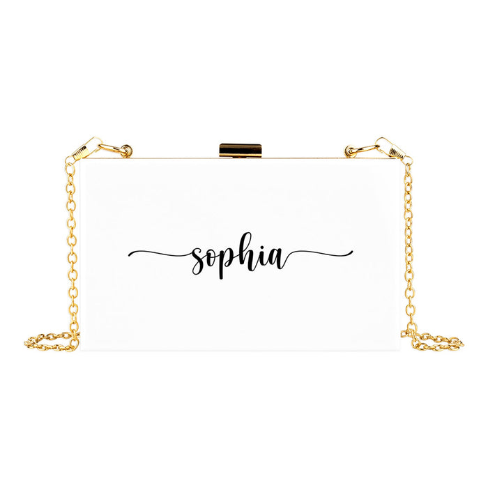 Custom Acrylic Clutch Purse for Bride with Gold Removable Metal Chain - 18 Designs-Set of 1-Andaz Press-Custom Mrs.-