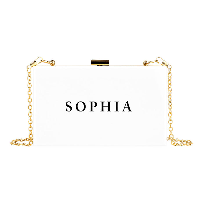 Custom Acrylic Clutch Purse for Bride with Gold Removable Metal Chain - 18 Designs-Set of 1-Andaz Press-Classic Custom Name-