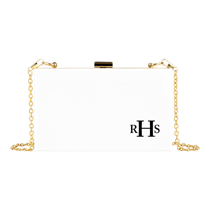 Custom Acrylic Clutch Purse for Bride with Gold Removable Metal Chain - 18 Designs-Set of 1-Andaz Press-Classic Monogram-