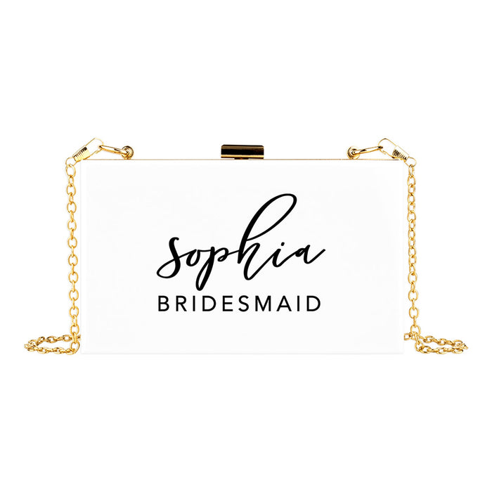 Custom Acrylic Clutch Purse for Bride with Gold Removable Metal Chain - 18 Designs-Set of 1-Andaz Press-Custom Bridesmaid-