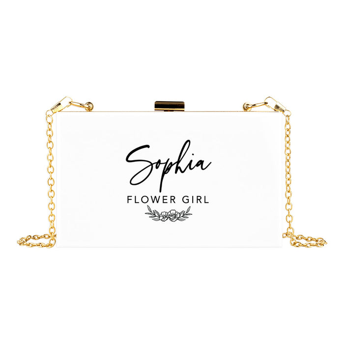 Custom Acrylic Clutch Purse for Bride with Gold Removable Metal Chain - 18 Designs-Set of 1-Andaz Press-Custom Flower Girl-