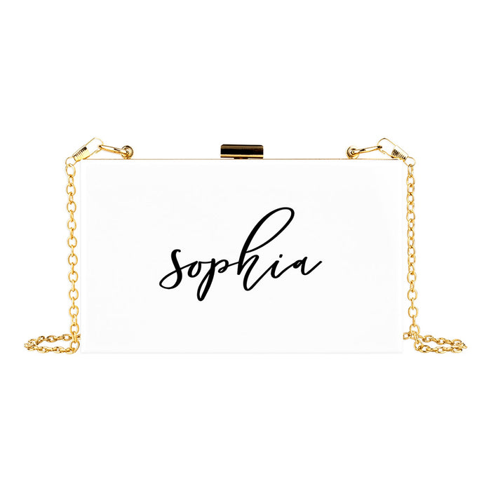 Custom Acrylic Clutch Purse for Bride with Gold Removable Metal Chain - 18 Designs-Set of 1-Andaz Press-Custom Name-