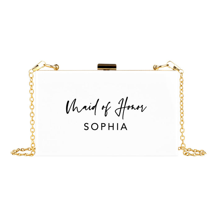 Custom Acrylic Clutch Purse for Bride with Gold Removable Metal Chain - 18 Designs-Set of 1-Andaz Press-Maid of Honor Custom-