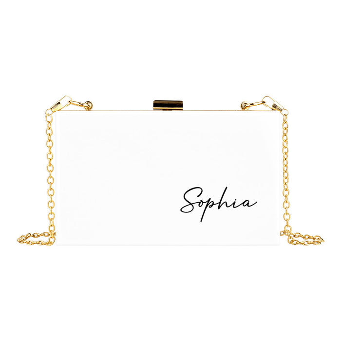 Custom Acrylic Clutch Purse for Bride with Gold Removable Metal Chain - 18 Designs-Set of 1-Andaz Press-Minimal Custom Name-