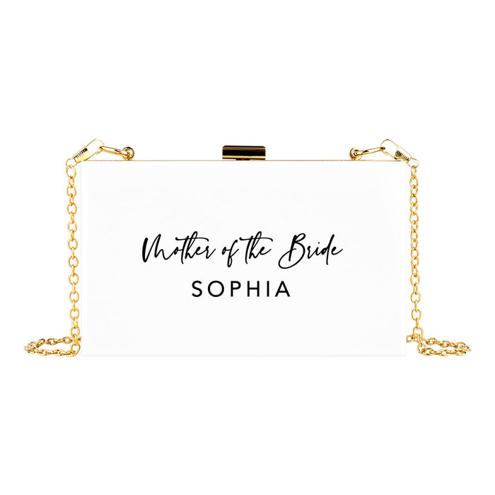 Custom Acrylic Clutch Purse for Bride with Gold Removable Metal Chain - 18 Designs-Set of 1-Andaz Press-Mother of the Bride Custom-