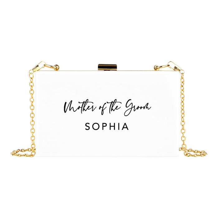 Custom Acrylic Clutch Purse for Bride with Gold Removable Metal Chain - 18 Designs-Set of 1-Andaz Press-Mother of the Groom Custom-