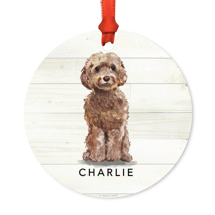 Custom Animal Pet Dog Metal Christmas Ornament, with Santa Hat-Set of 1-Andaz Press-Wire Haired Jack Russell-