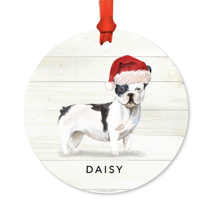 Custom Animal Pet Dog Metal Christmas Ornament, with Santa Hat-Set of 1-Andaz Press-Wire Haired Jack Russell-