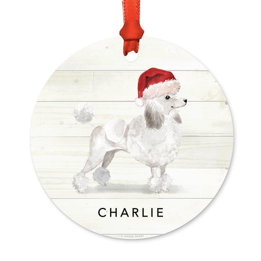 Custom Animal Pet Dog Metal Christmas Ornament, with Santa Hat-Set of 1-Andaz Press-Wire Haired Jack Russell-