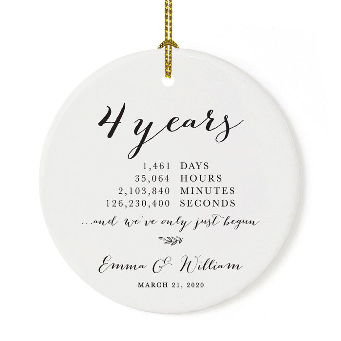 Custom Anniversary Years Days Hours Minutes White Custom Porcelain Round Ornaments Design 1-Set of 1-Andaz Press-1 Year-