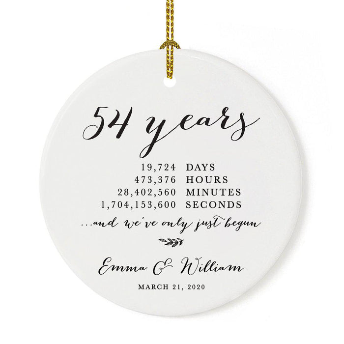 Custom Anniversary Years Days Hours Minutes White Custom Porcelain Round Ornaments Design 2-Set of 1-Andaz Press-38 Years-