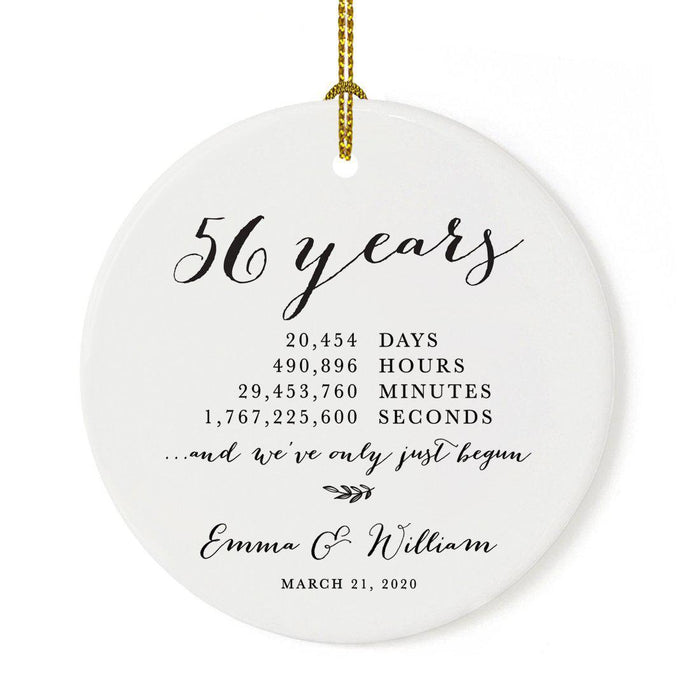 Custom Anniversary Years Days Hours Minutes White Custom Porcelain Round Ornaments Design 2-Set of 1-Andaz Press-38 Years-