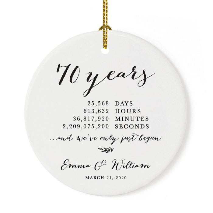 Custom Anniversary Years Days Hours Minutes White Custom Porcelain Round Ornaments Design 2-Set of 1-Andaz Press-38 Years-