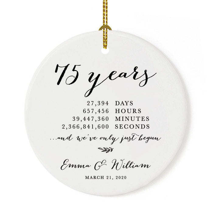 Custom Anniversary Years Days Hours Minutes White Custom Porcelain Round Ornaments Design 2-Set of 1-Andaz Press-38 Years-