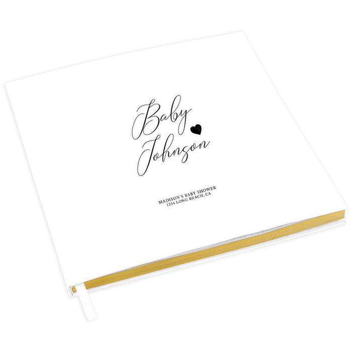 Custom Baby Shower Guestbook with Gold Accents, White Guest Sign in Registry, Design 2-Set of 1-Andaz Press-Blue Florals-