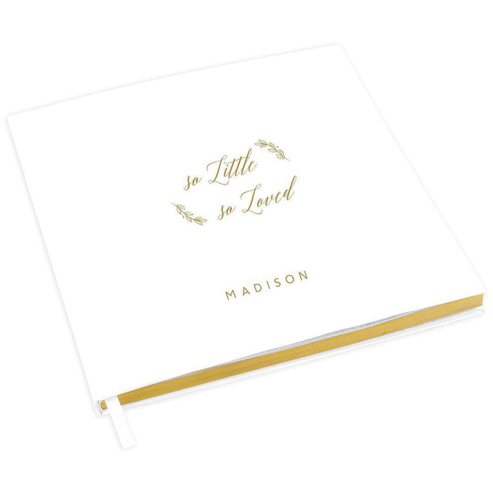 Custom Baby Shower Guestbook with Gold Accents, White Guest Sign in Registry, Design 2-Set of 1-Andaz Press-So Little So Loved-