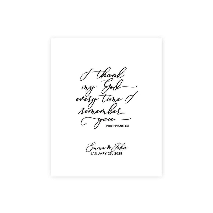Custom Biblical Canvas Wedding Guestbook Welcome Signs-Set of 1-Andaz Press-I Thank My God Every Time I Remember You-