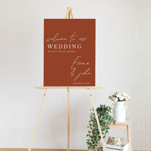 Custom Boho Wedding Canvas Welcome Signs-Set of 1-Andaz Press-Terracotta-